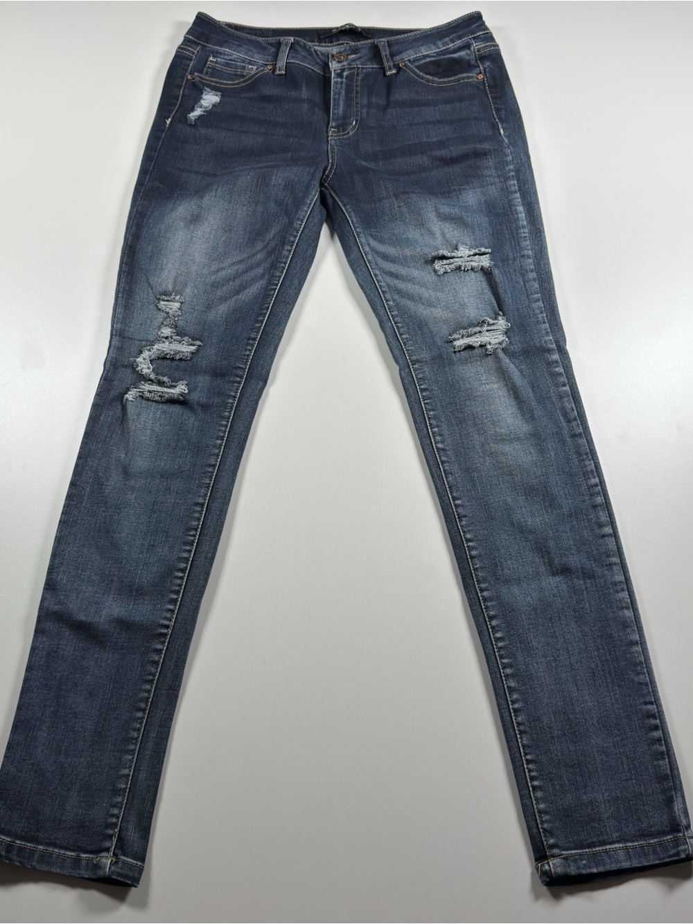 Wax Jean Women's Skinny Ripped Jeans - Dark Blue Wash Size 9